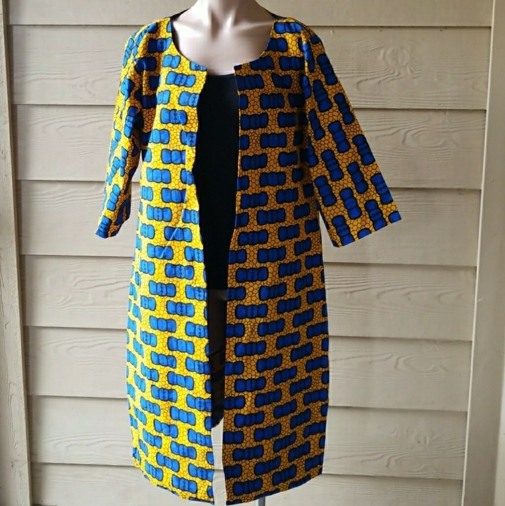 Trendy African Ankara Print Jacket Size Large.
